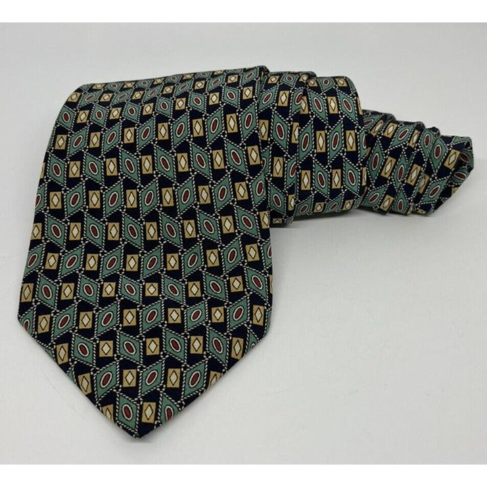 Vintage Michelangelo Geometric Necktie Made In Italy 100% Silk 90s Style Men Tie